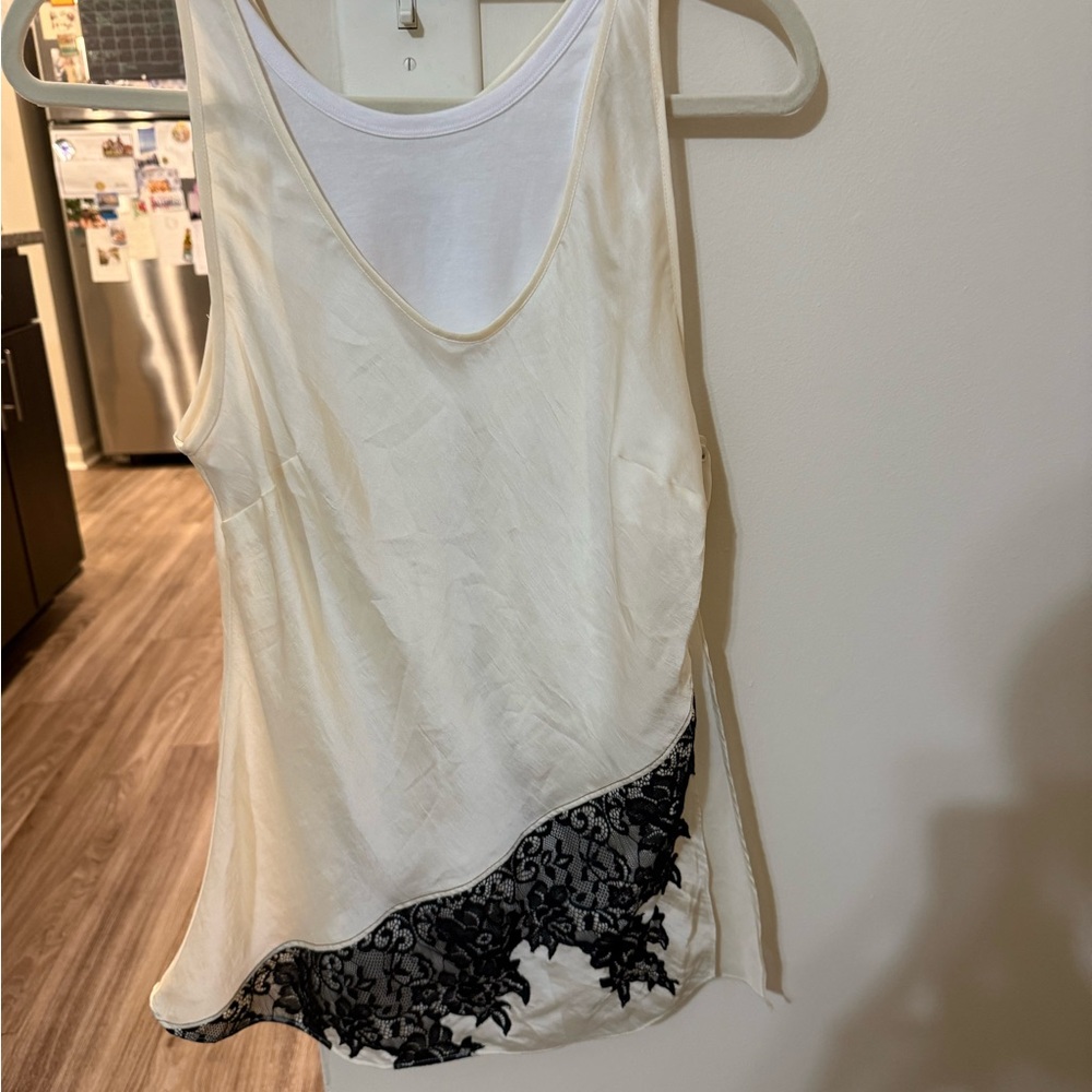 Women's Cream Lace-Trim Tank Top